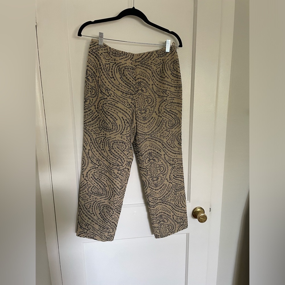 Vintage Embroidered Straight-Leg Cropped Pant